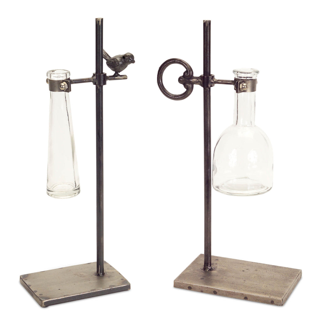 Hanging Bud Vase with Metal Stand Set of 2 SpadezStore