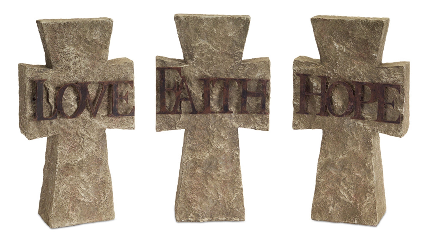Stone Tabletop Sentiment Cross Set of 3 SpadezStore