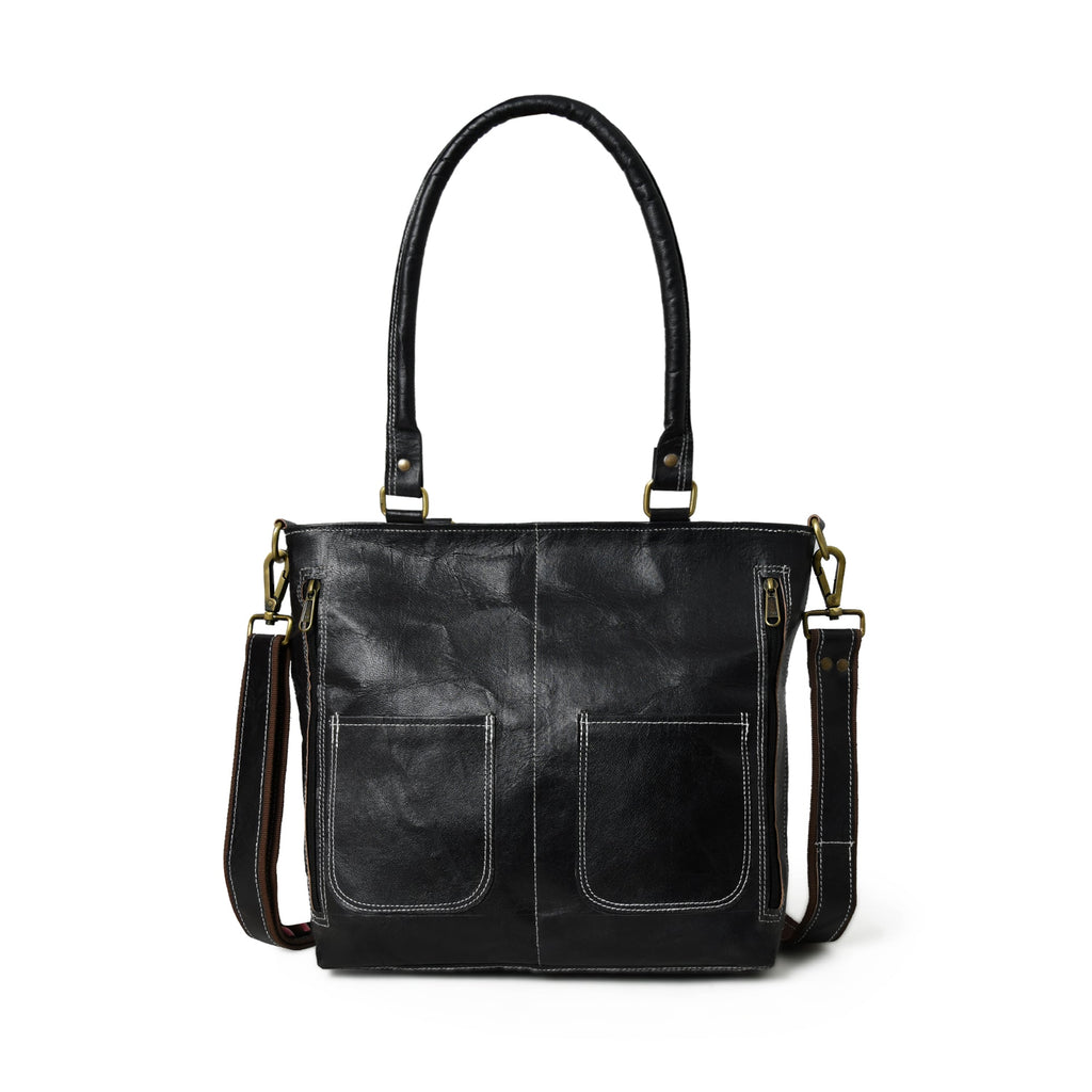 Classy Leather Bags Black Terry Tote SpadezStore