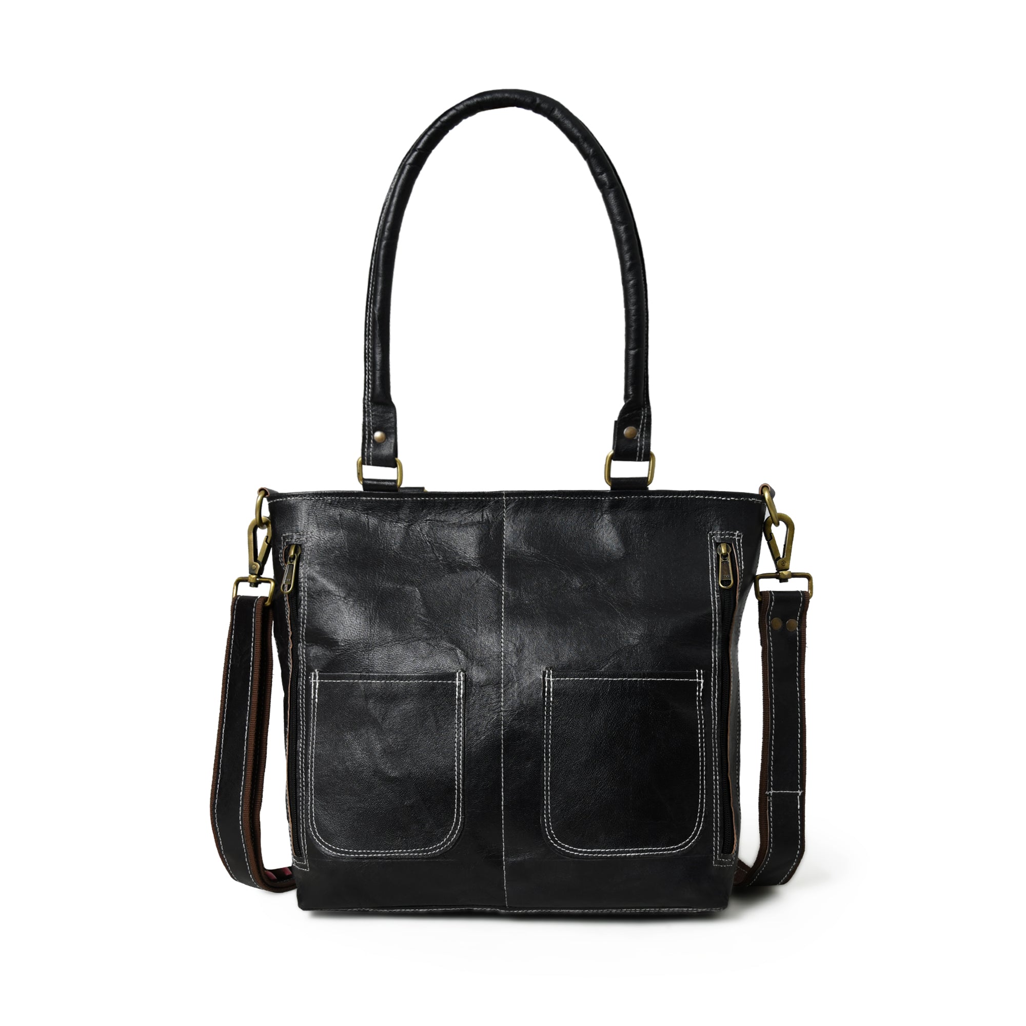 Classy Leather Bags Black Terry Tote SpadezStore