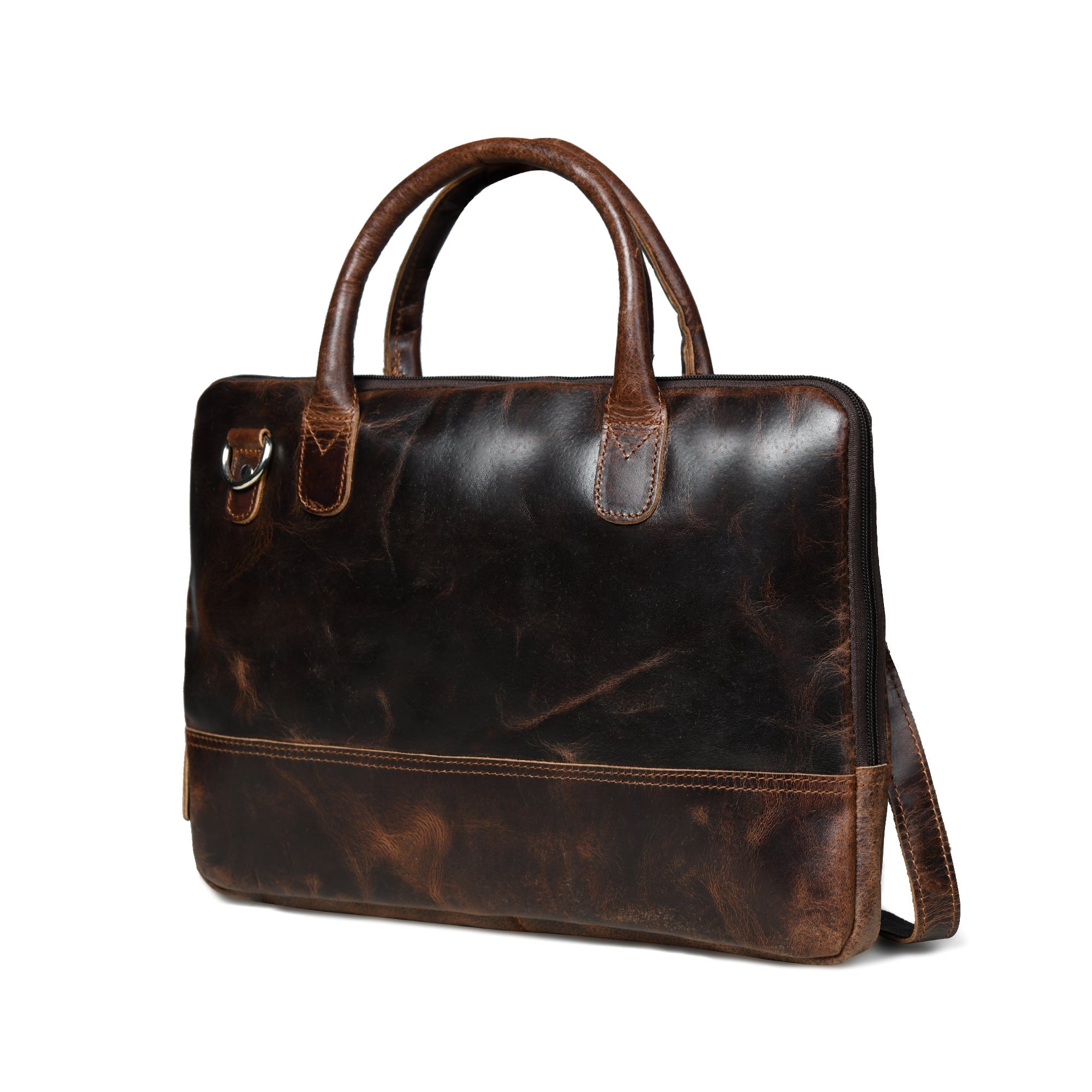 Modernist Leather Laptop Bag-Dark Brown SpadezStore