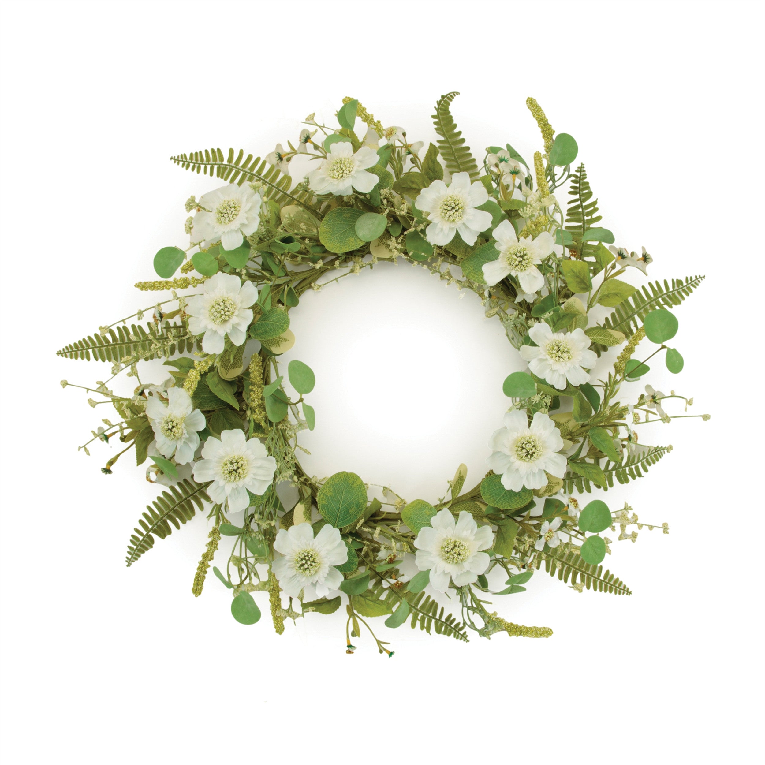 22" White and Green Mixed Assortment Artificial Wreath