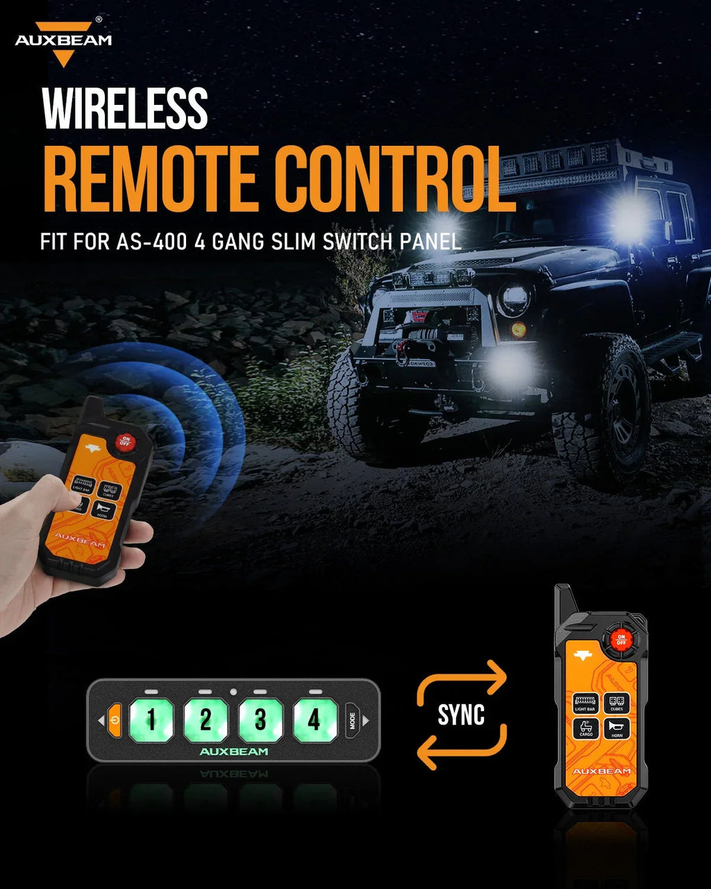 Auxbeam 4 Gang Wireless Remote Control Only for AS-400 Switch Panel