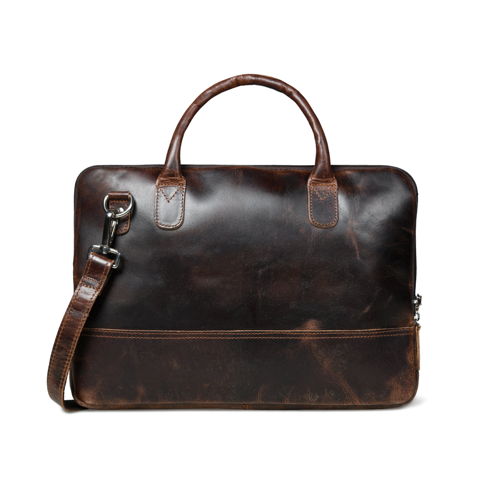 Modernist Leather Laptop Bag-Dark Brown SpadezStore