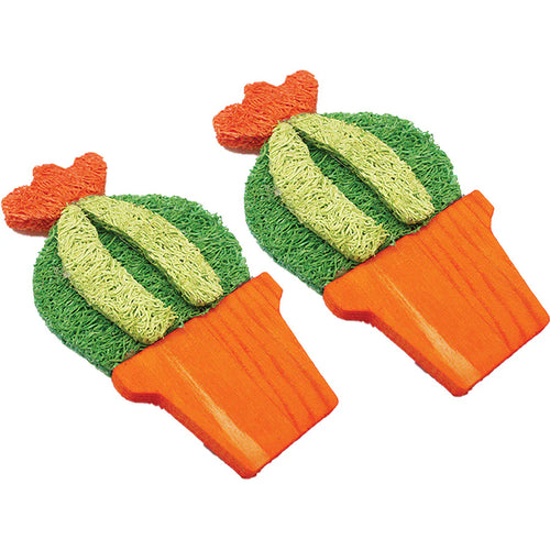 A & E Cages Nibbles Small Animal Loofah Chew Toy Barrel Cactus SpadezStore
