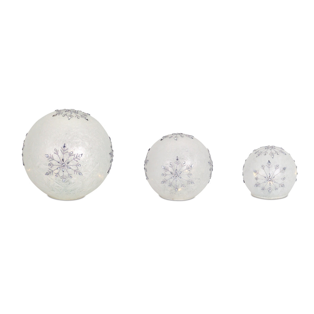 LED Frosted Snowflake Jewel Globe Set of 3 SpadezStore