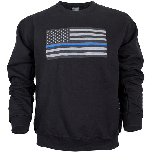 Fox Outdoor USA Flag Thin Blue Line Crewneck Sweatshirt SpadezStore