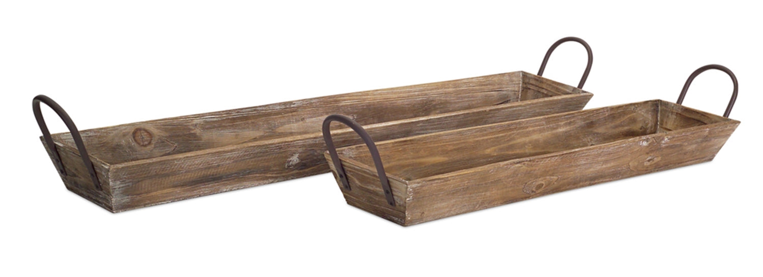 Wooden Tray with Handles Set of 2 SpadezStore