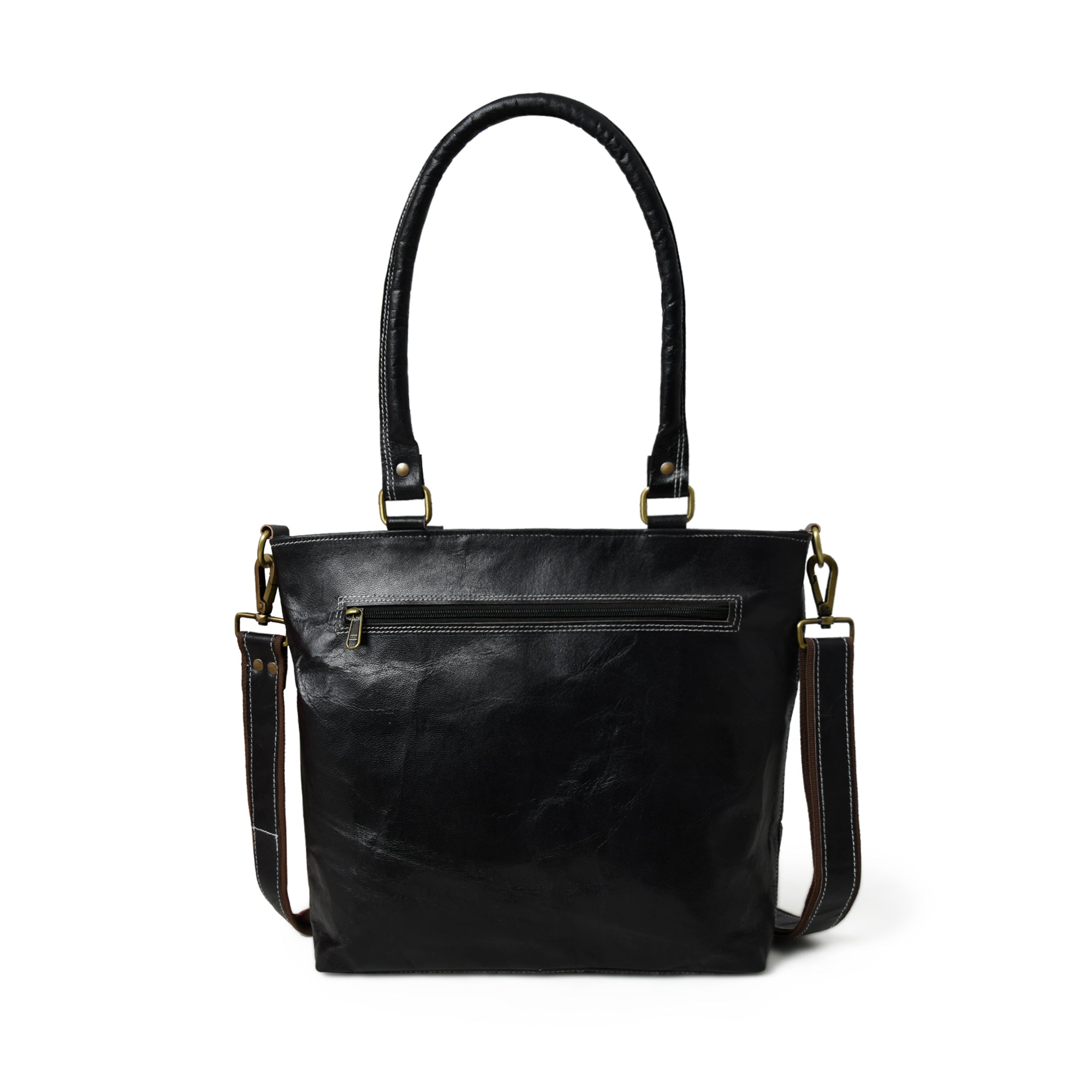 Classy Leather Bags Black Terry Tote SpadezStore