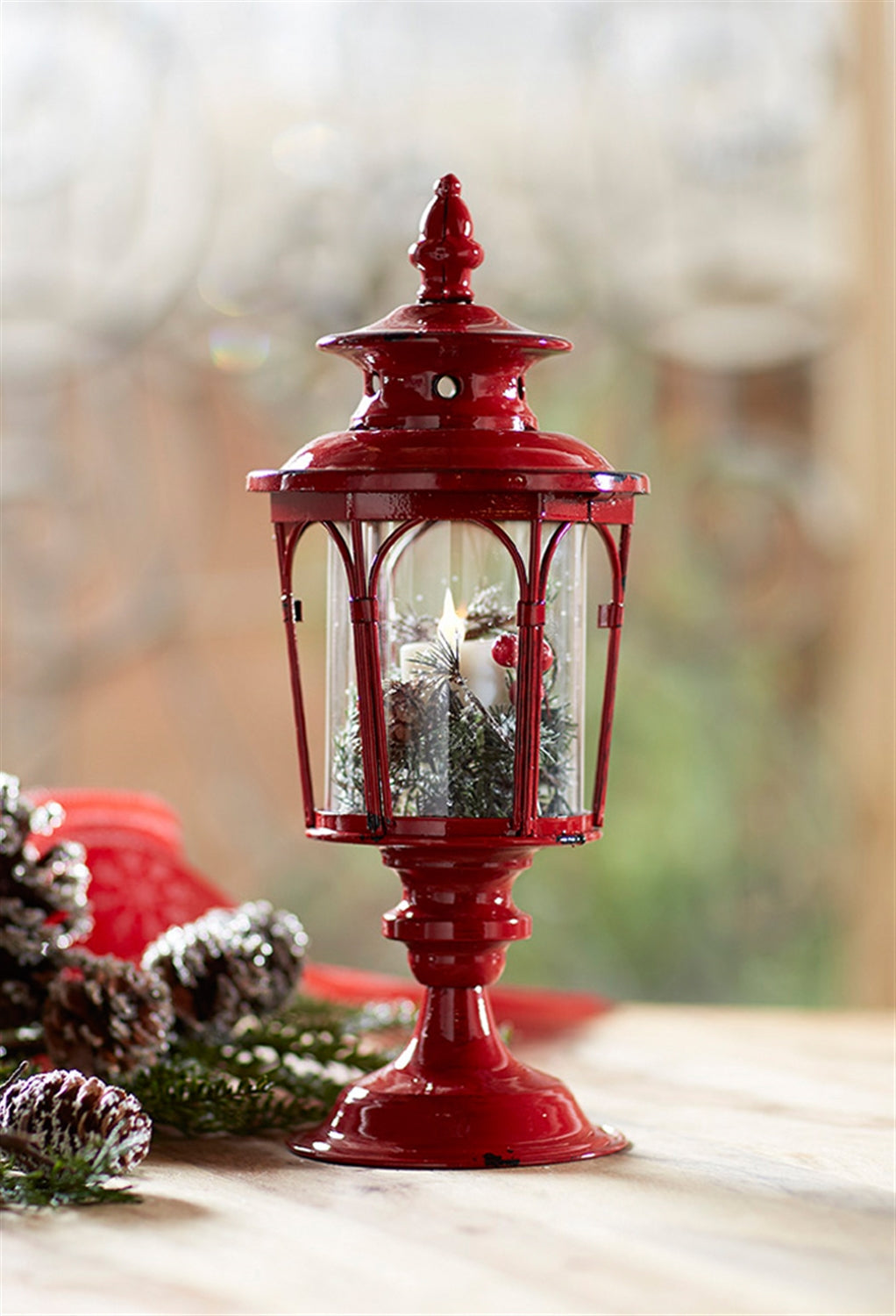 Traditional Lantern Post Tabletop Candle Holder Set - Thumbnail 4