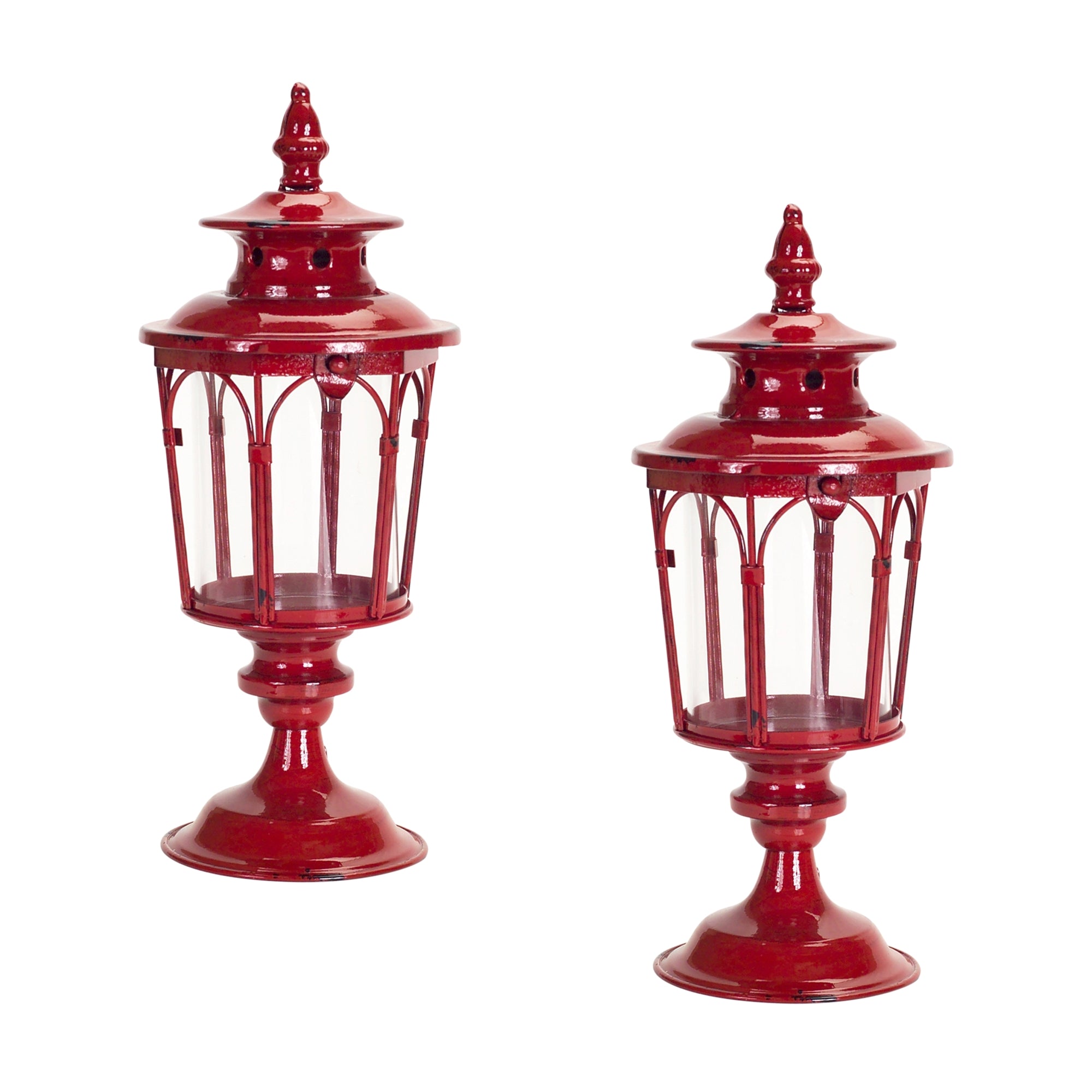 Traditional Lantern Post Tabletop Candle Holder Set
