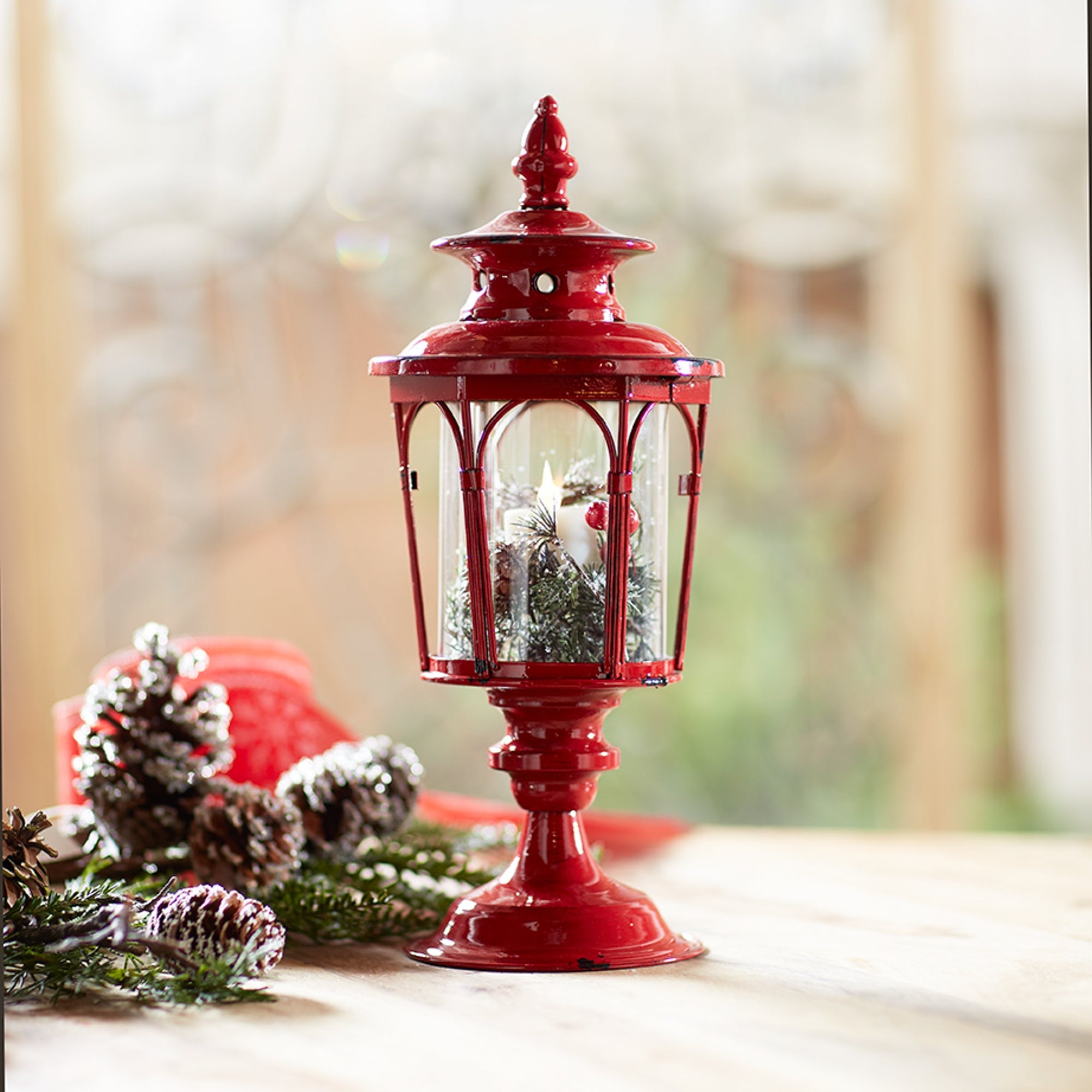 Traditional Lantern Post Tabletop Candle Holder Set - Thumbnail 2
