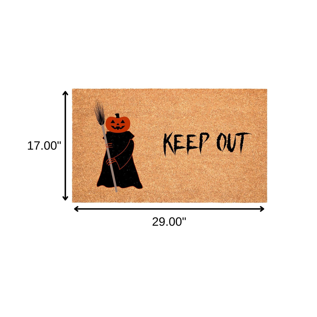 17" X 29" Natural And Brown Halloween Outdoor Coir Door Mat