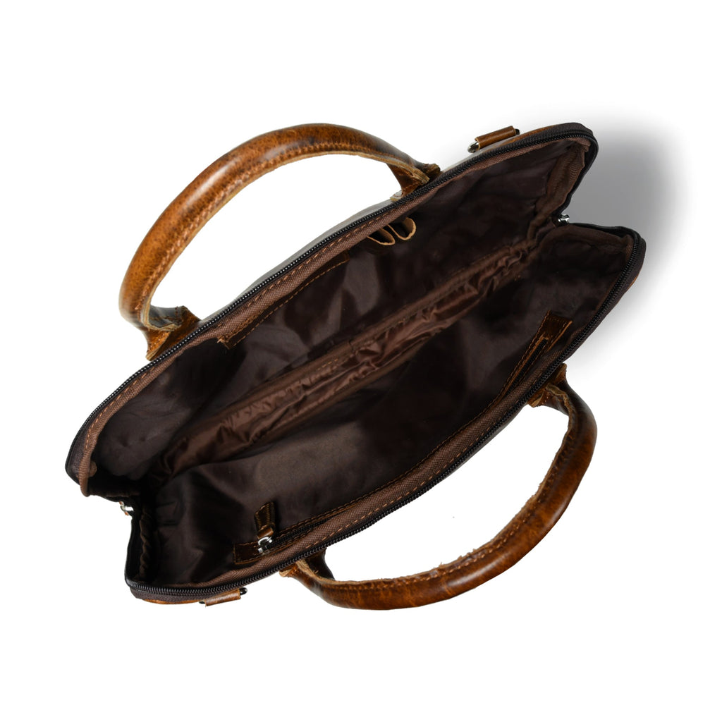 Modernist Leather Laptop Bag-Dark Brown SpadezStore