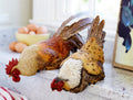 Hen and Rooster Shelf Sitter with Metal Accents Set of 2 SpadezStore