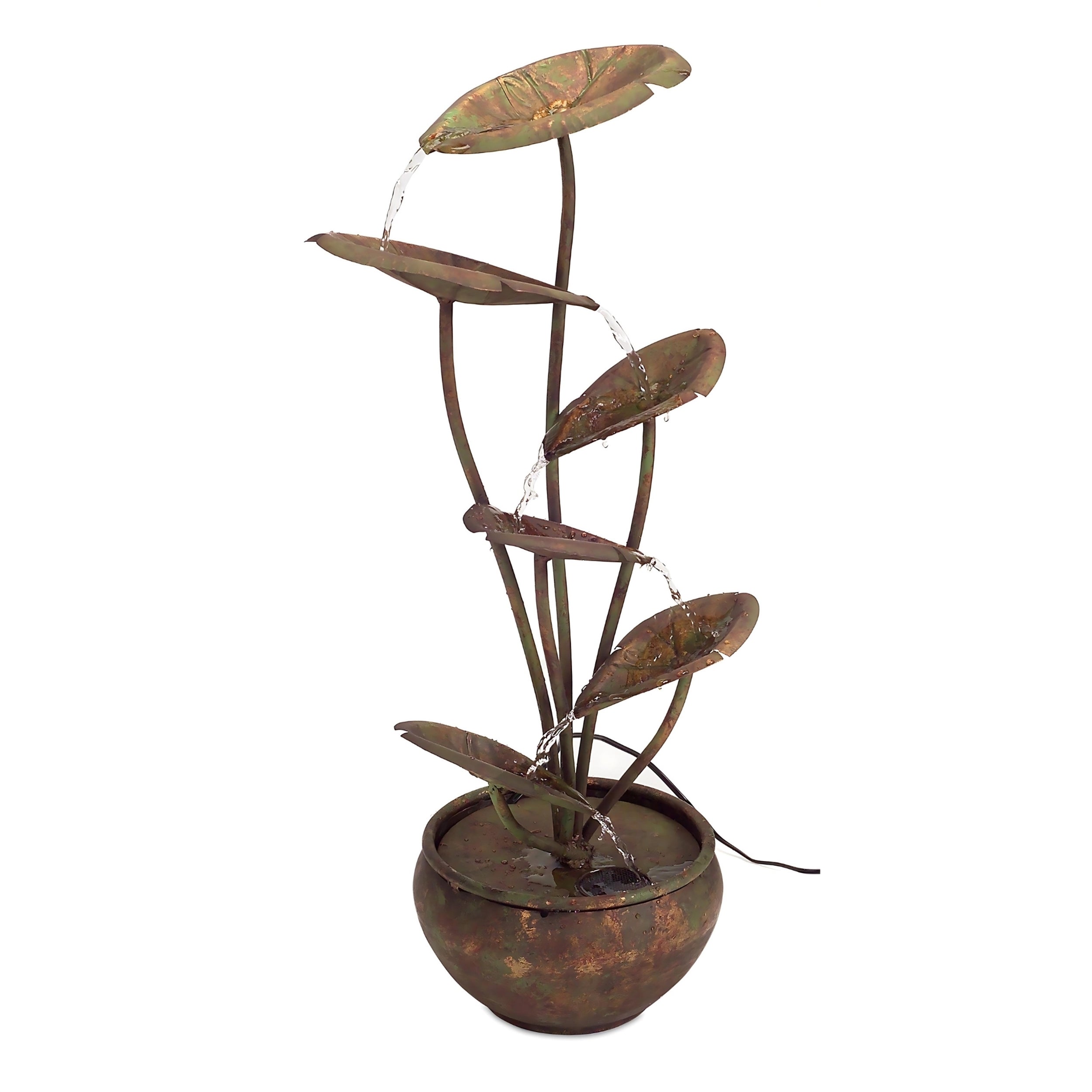 Bronze Metal Lotus Leaf Fountain 30.5"H SpadezStore
