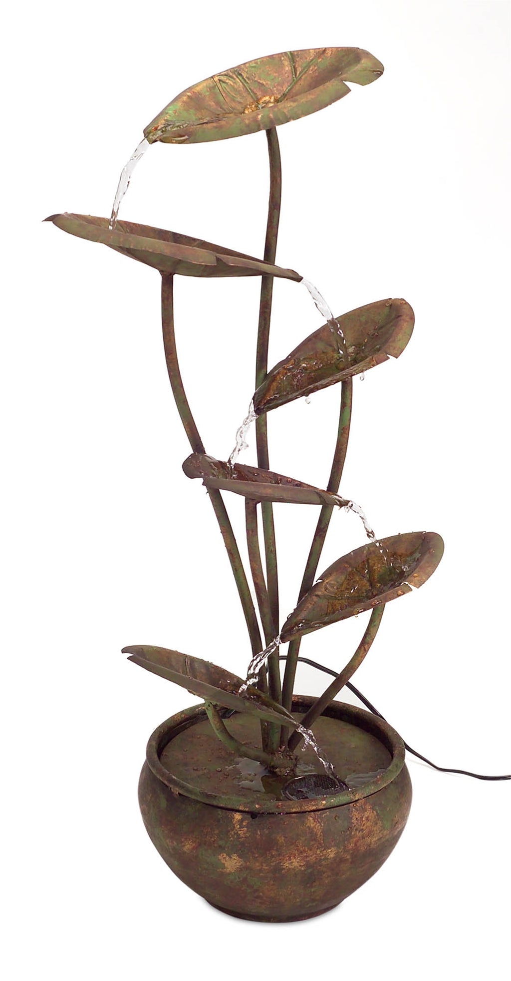 Bronze Metal Lotus Leaf Fountain 30.5"H SpadezStore