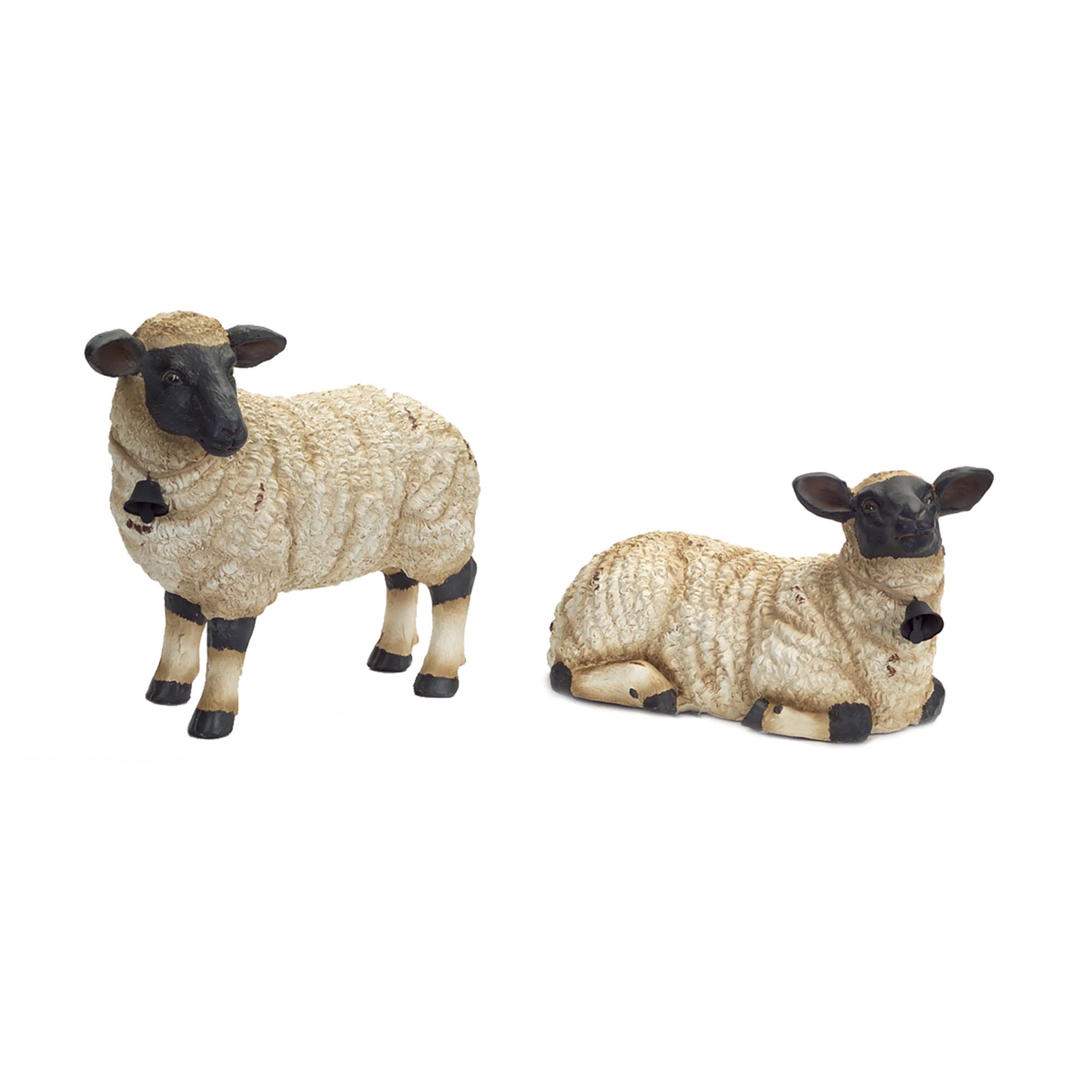 Rustic Sheep Figurine with Bell Accent (Set of 2) - Thumbnail 2