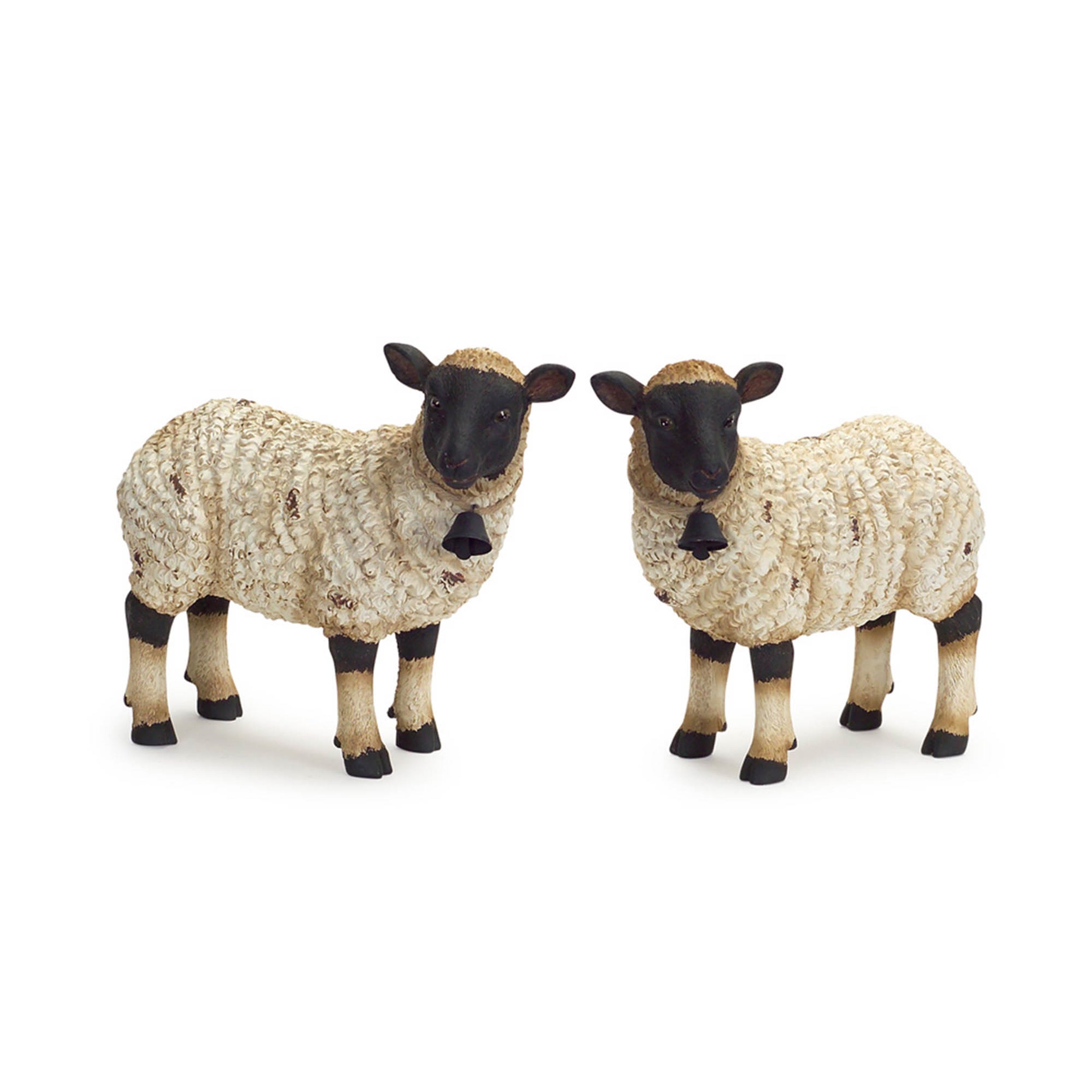 Rustic Sheep Figurine with Bell Accent (Set of 2)