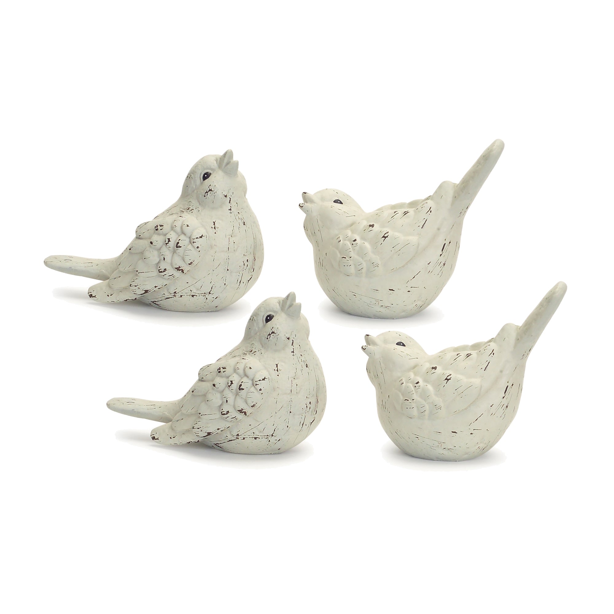 Ivory Terra Cotta Bird Figurine Set of 4 SpadezStore