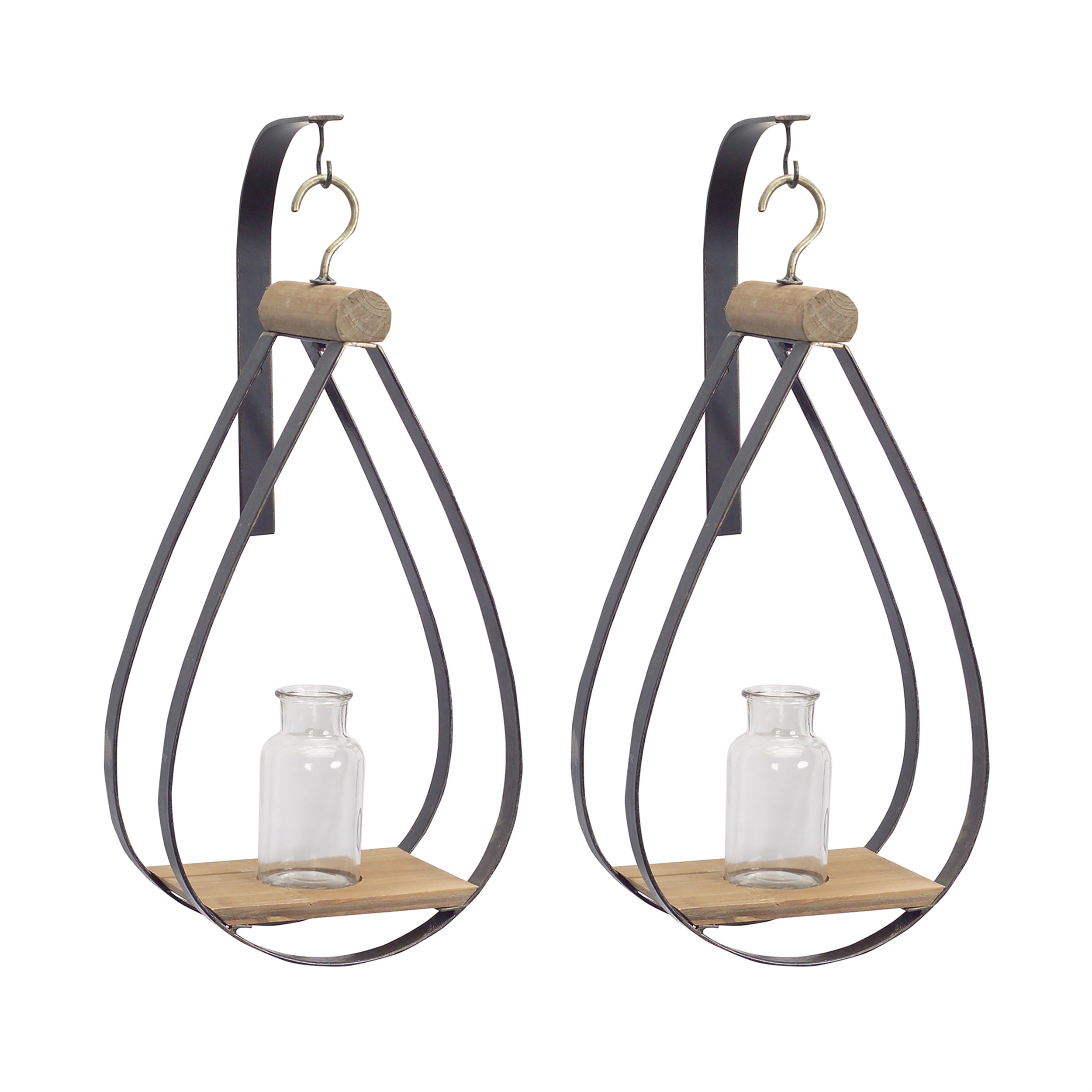 Hanging Bottle Vase in Teardrop Frame (Set of 2) - Thumbnail 2