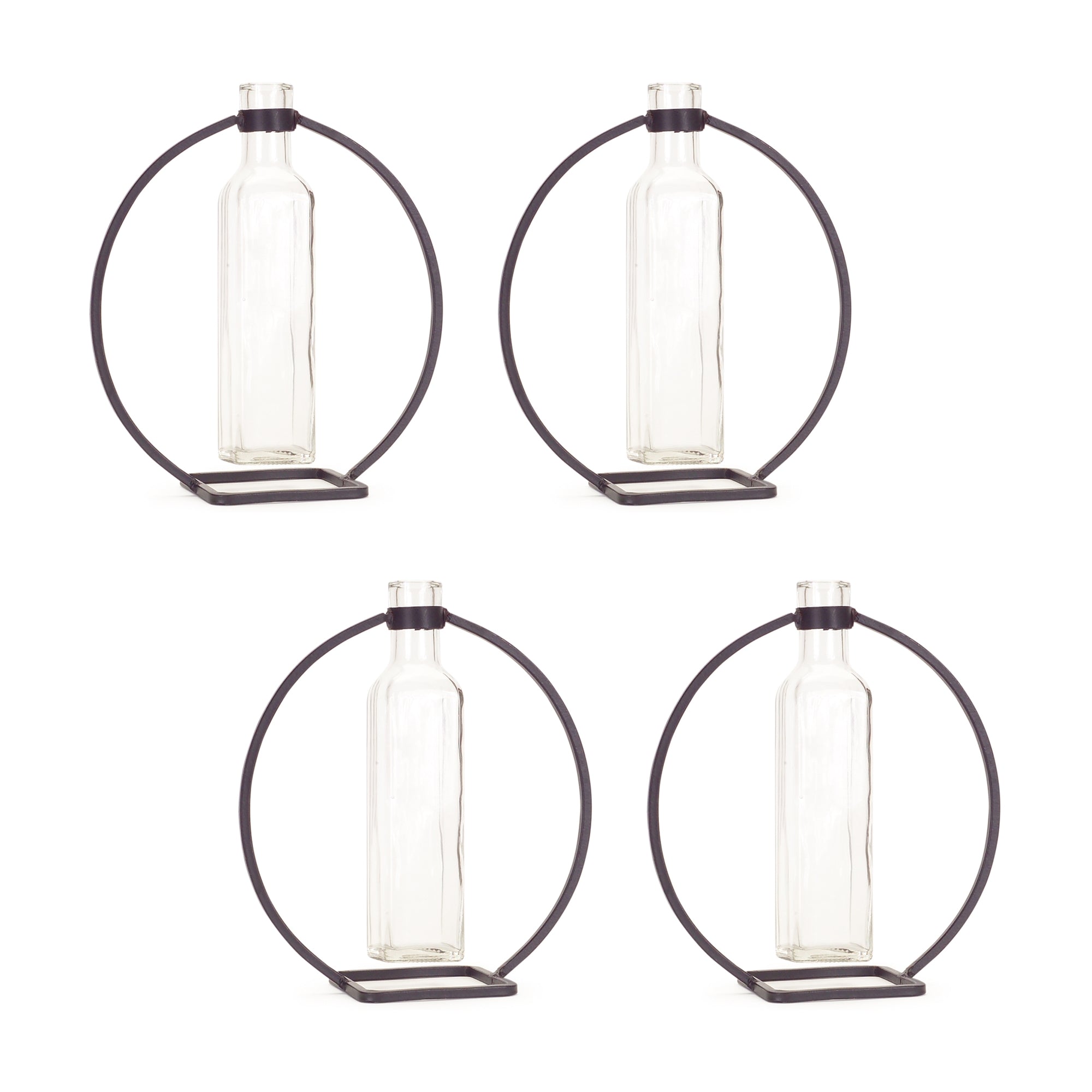Modern Hanging Bottle Vase in Circle Stand Set of 4 SpadezStore