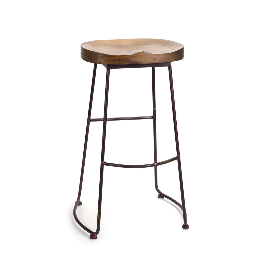 Industrial Wood Bucket Seat Stool 30"H SpadezStore