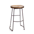 Industrial Wood Bucket Seat Stool 30"H SpadezStore
