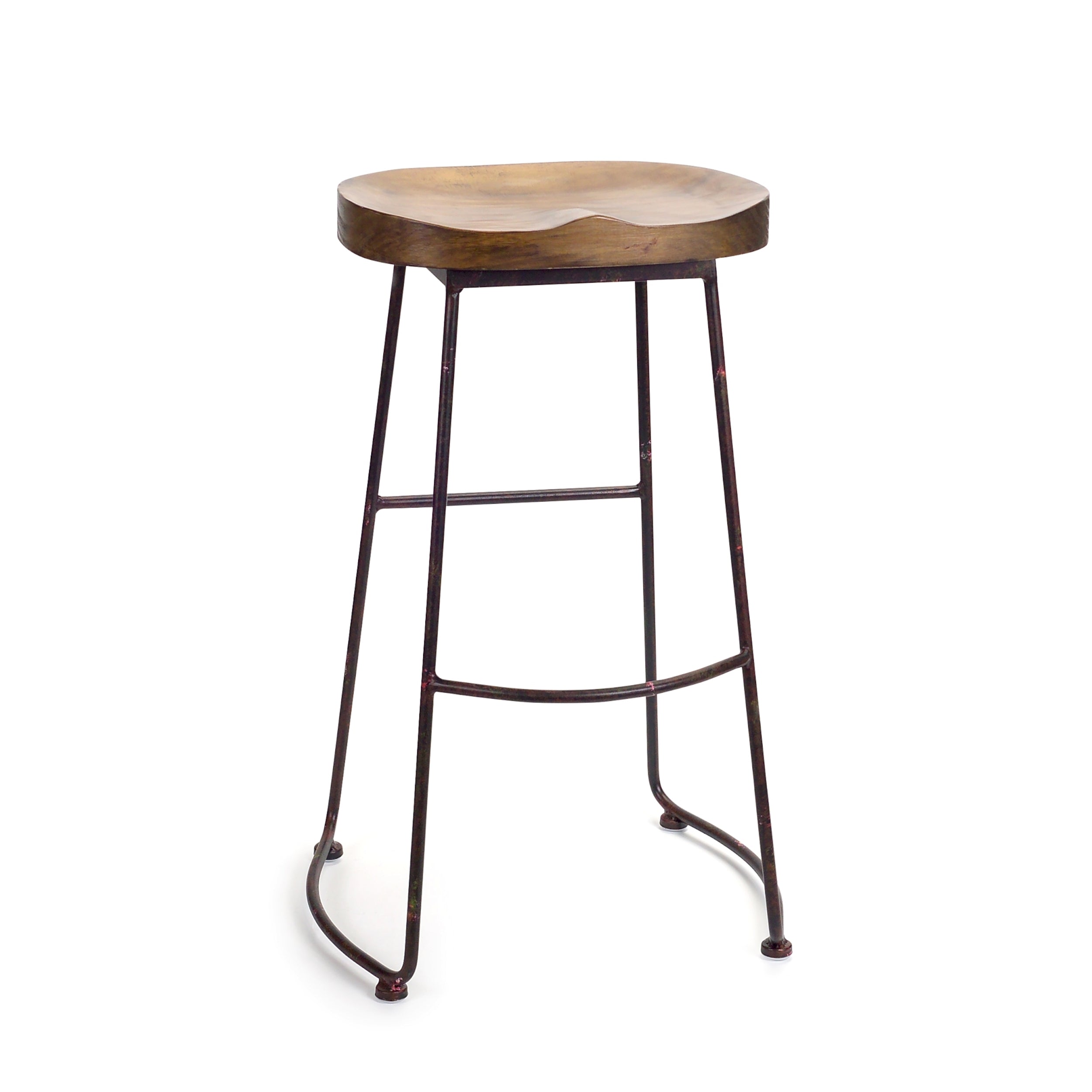 Industrial Wood Bucket Seat Stool 30"H SpadezStore