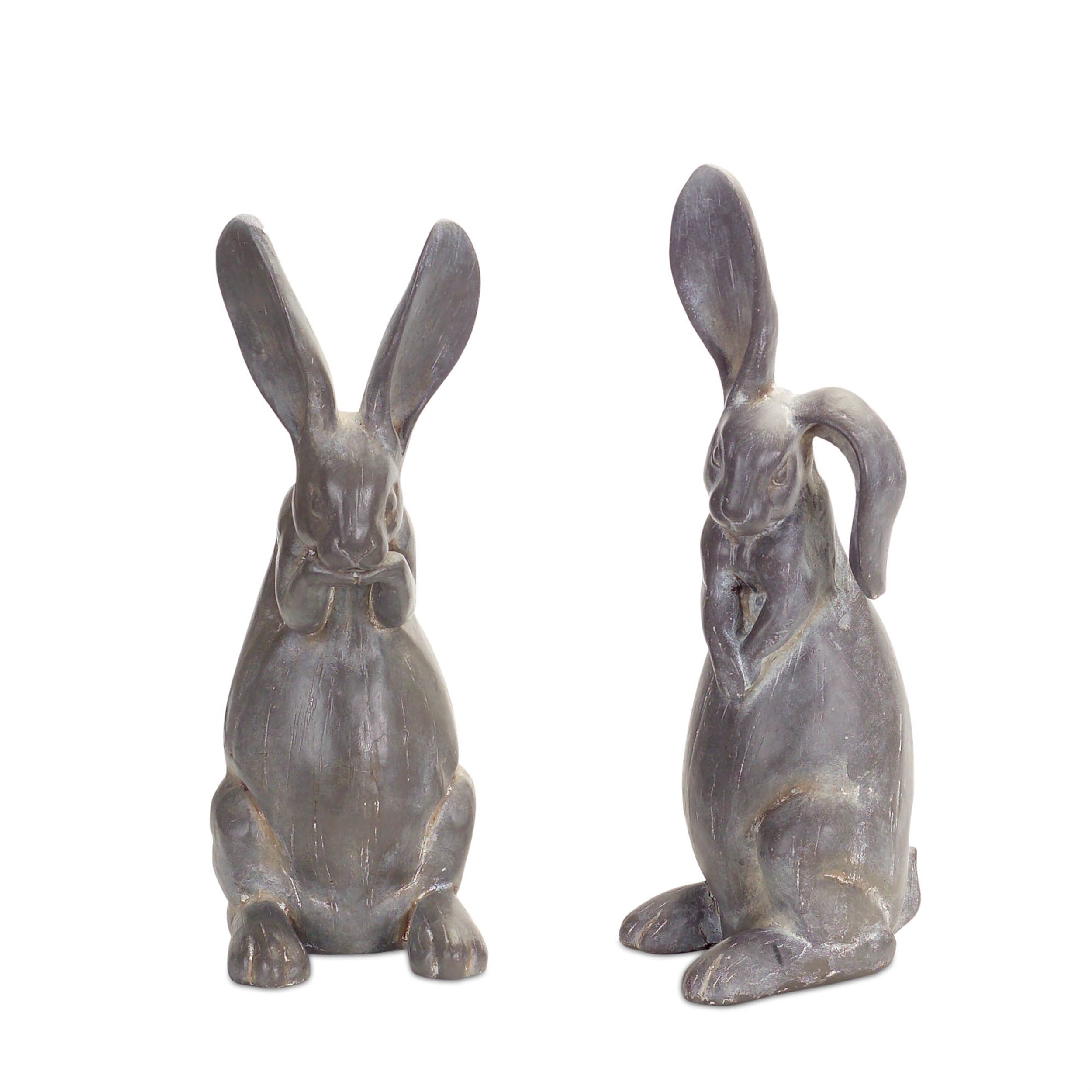 Long Ear Stone Rabbit Garden Statue Set of 2 SpadezStore