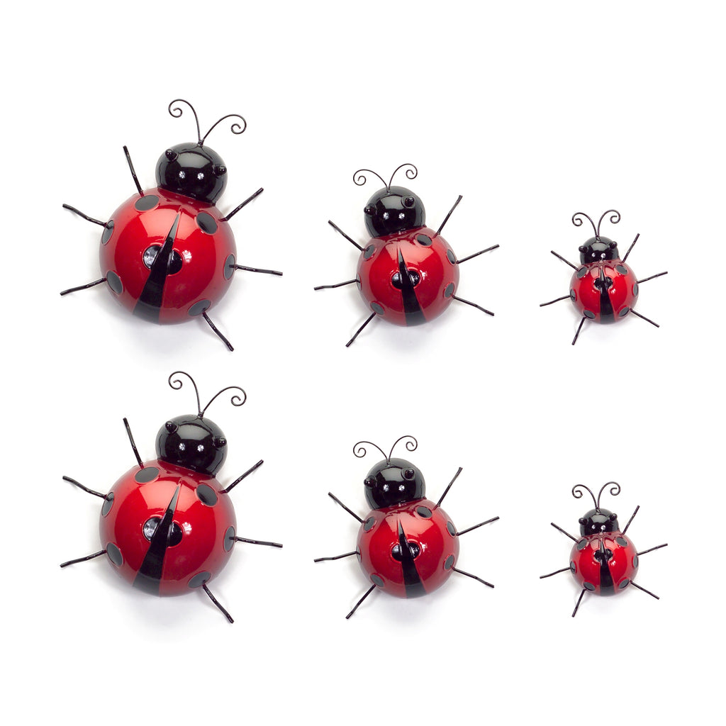 Metal Lady Bug Garden Decor Set of 6 SpadezStore