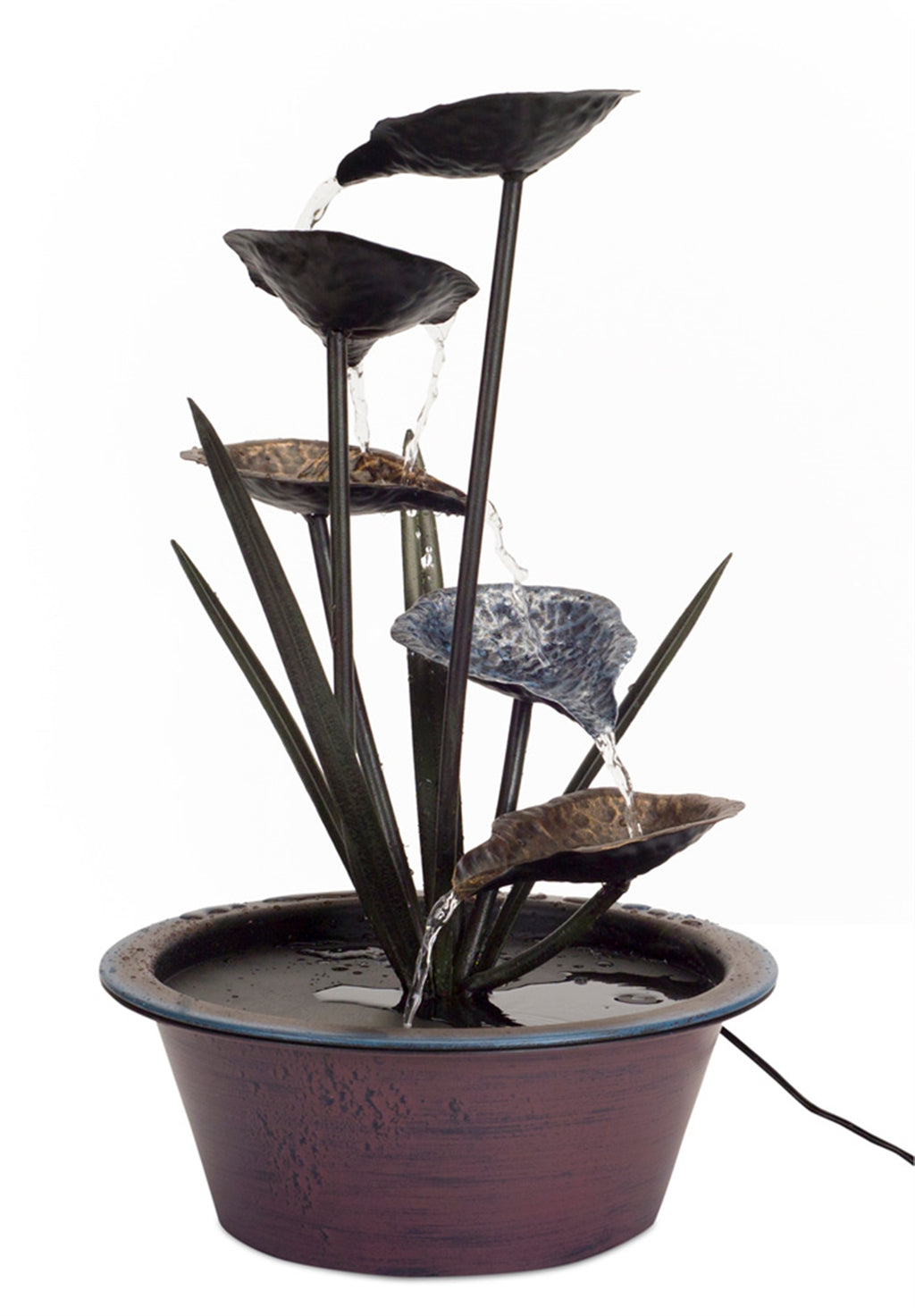 Bronze Metal Lotus Leaf Fountain 22"H SpadezStore