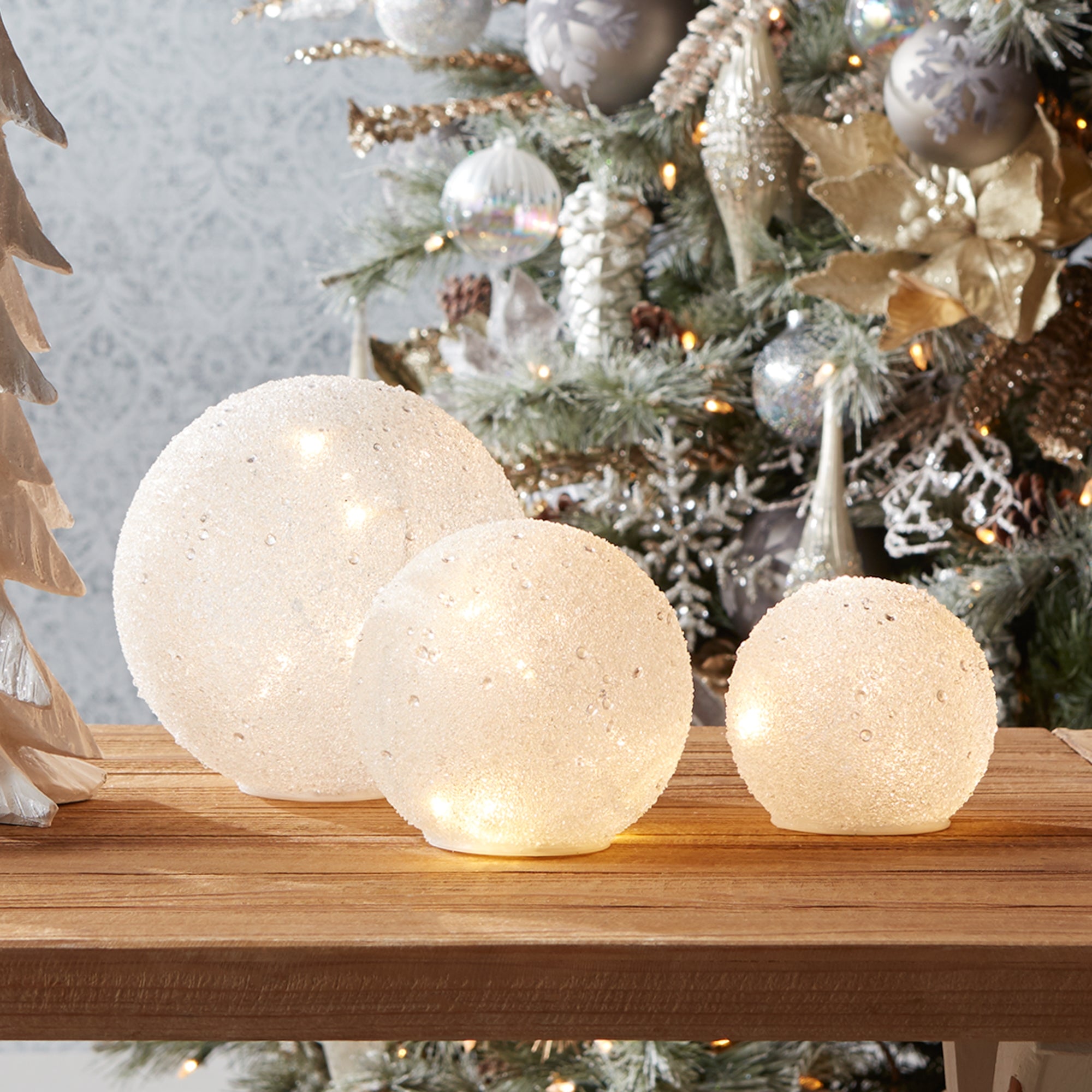 LED Frosted Snowball Globe Set of 3 SpadezStore