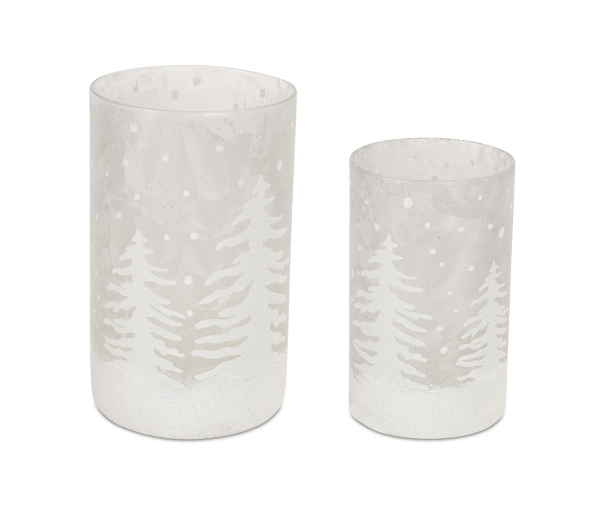Frosted Votive Candle Holder with Snowy Forest Set of 4 SpadezStore