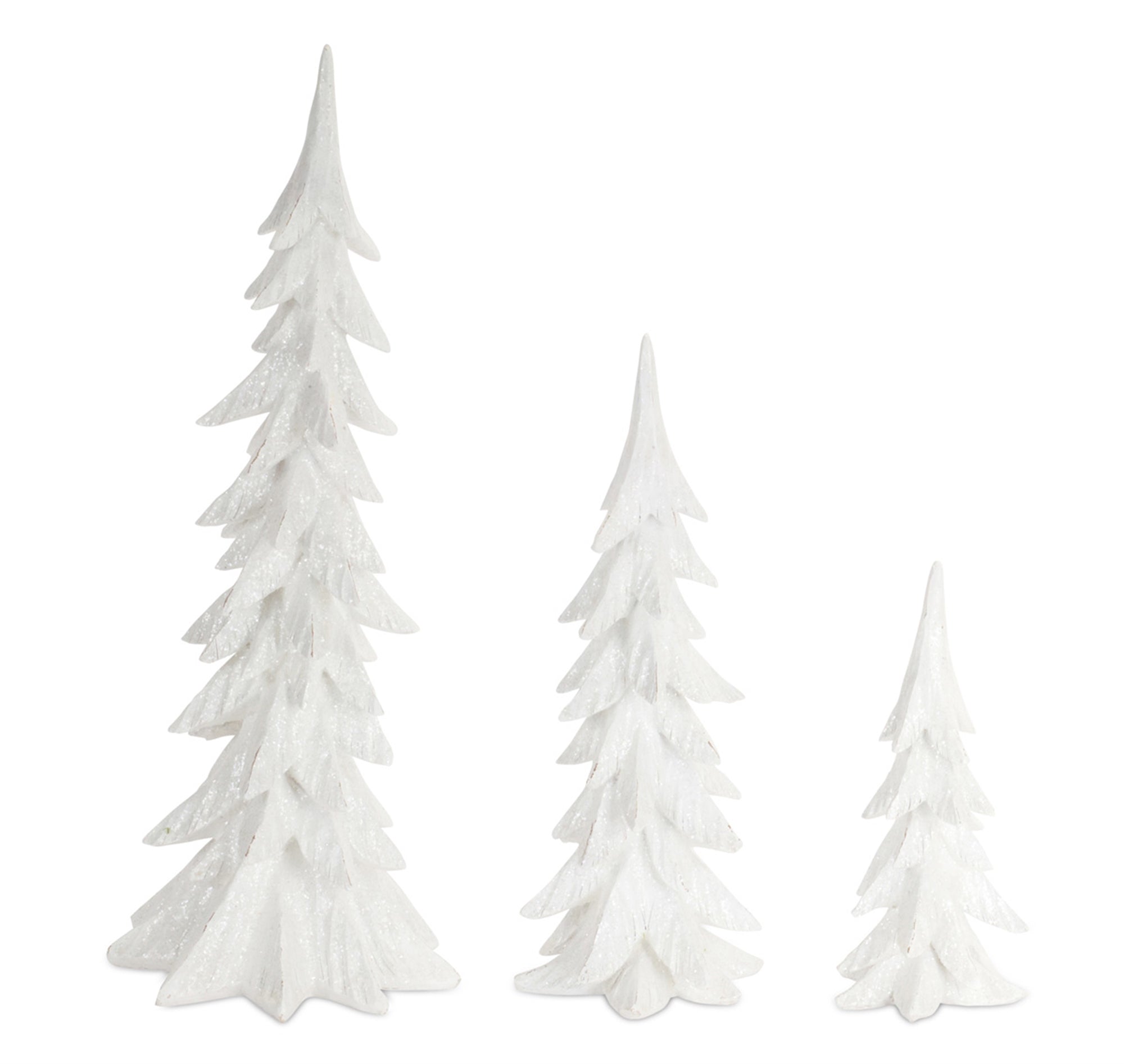 White Shimmer Tabletop Holiday Tree Set of 3 SpadezStore