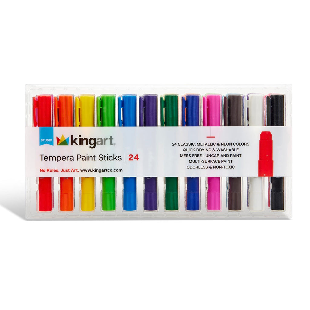 KINGART Tempera Paint Thin Sticks, 24 Colors
