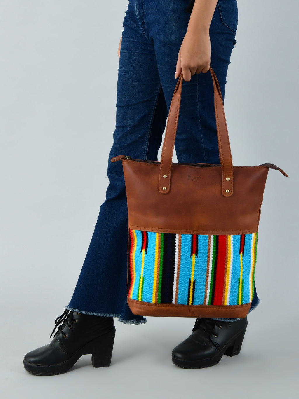 Classy Leather Bags Multicoloured Leather Tote Bag SpadezStore