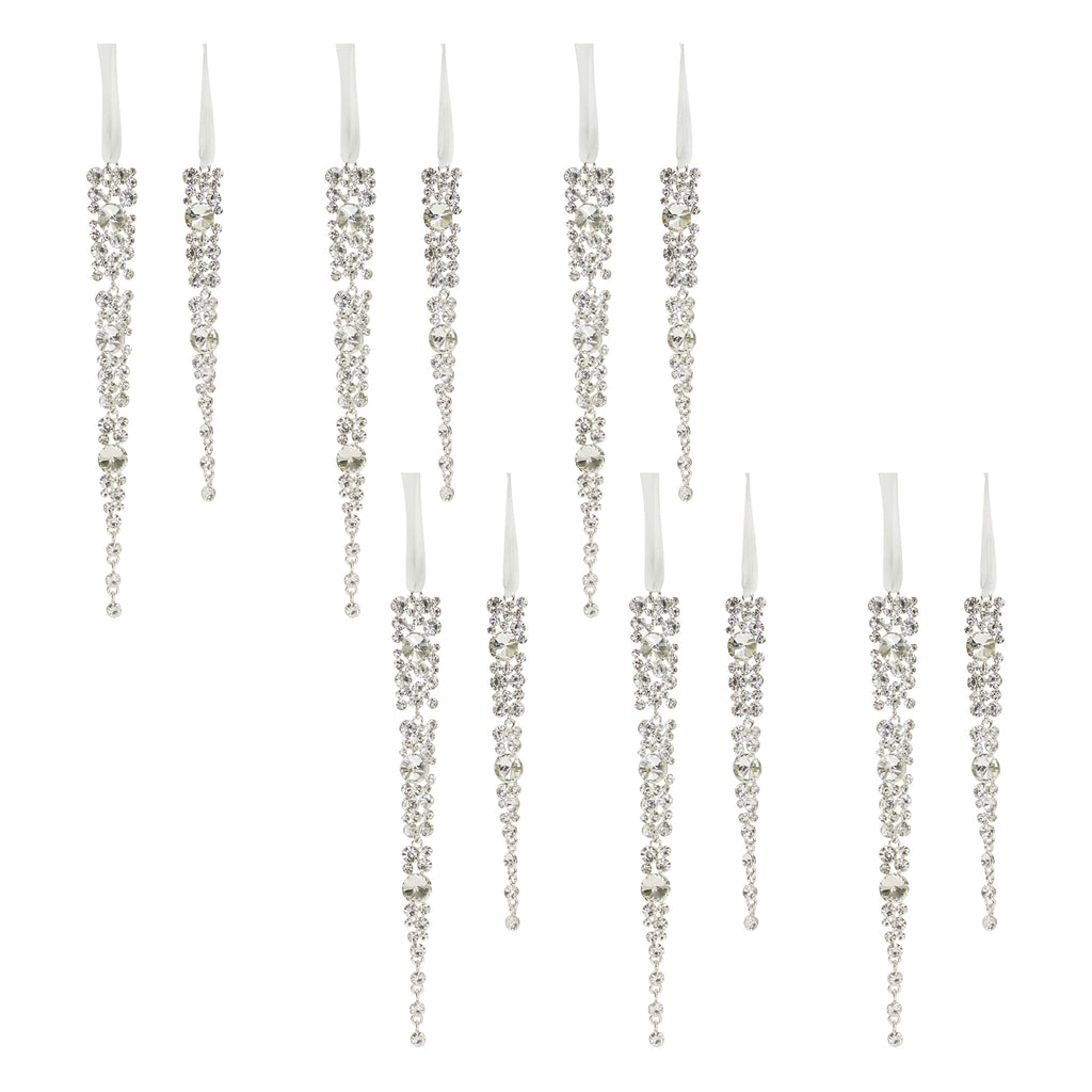 Jewel Icicle Drop Ornament Set of 12 SpadezStore