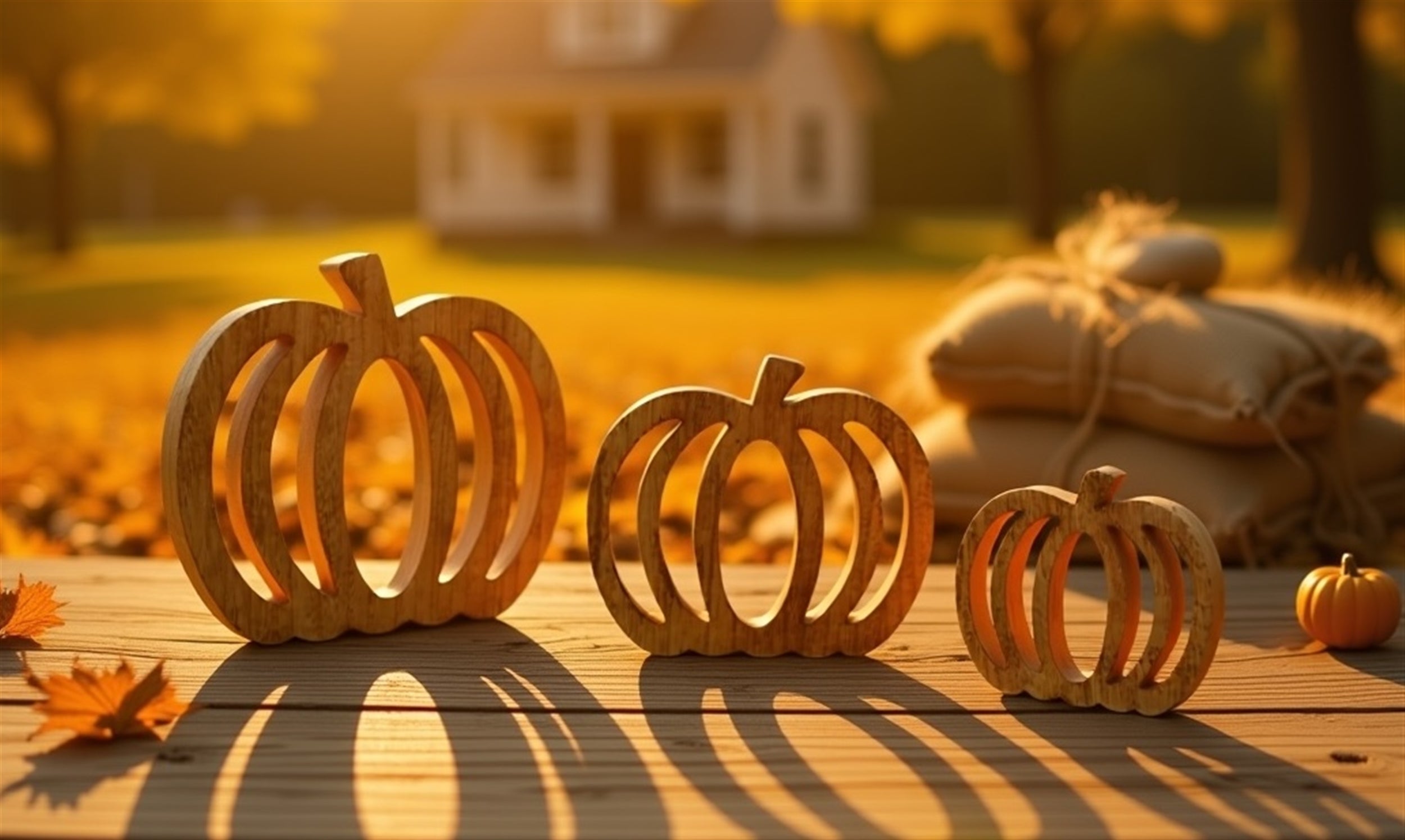 Wood Pumpkin Cut-Out Set of 6 SpadezStore