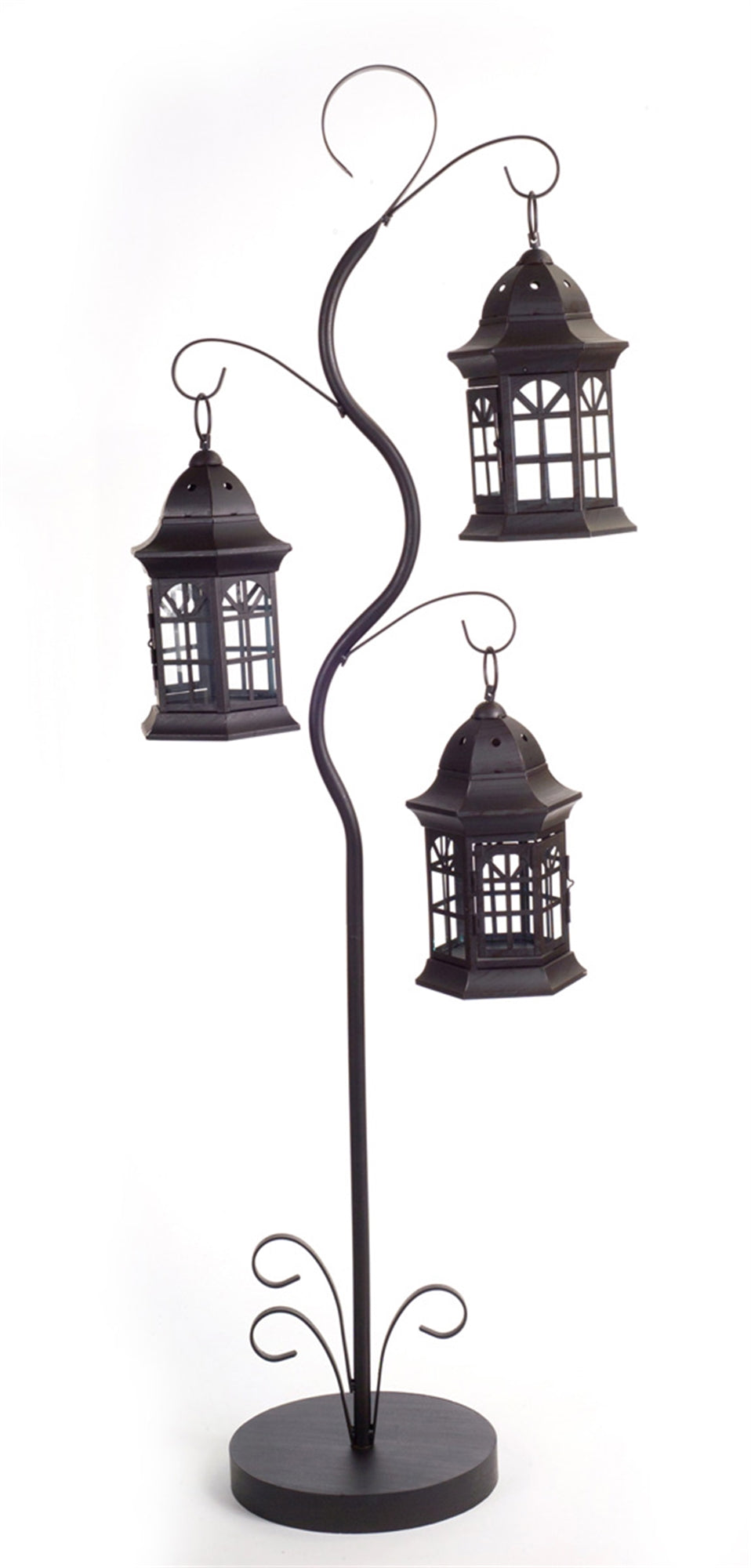 Whimsical Metal Lantern Tree with 3 Candle Holders 4.5'H SpadezStore
