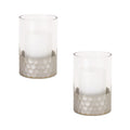 Glass Hurricane Candle Holder with Honeycomb Set of 2 SpadezStore
