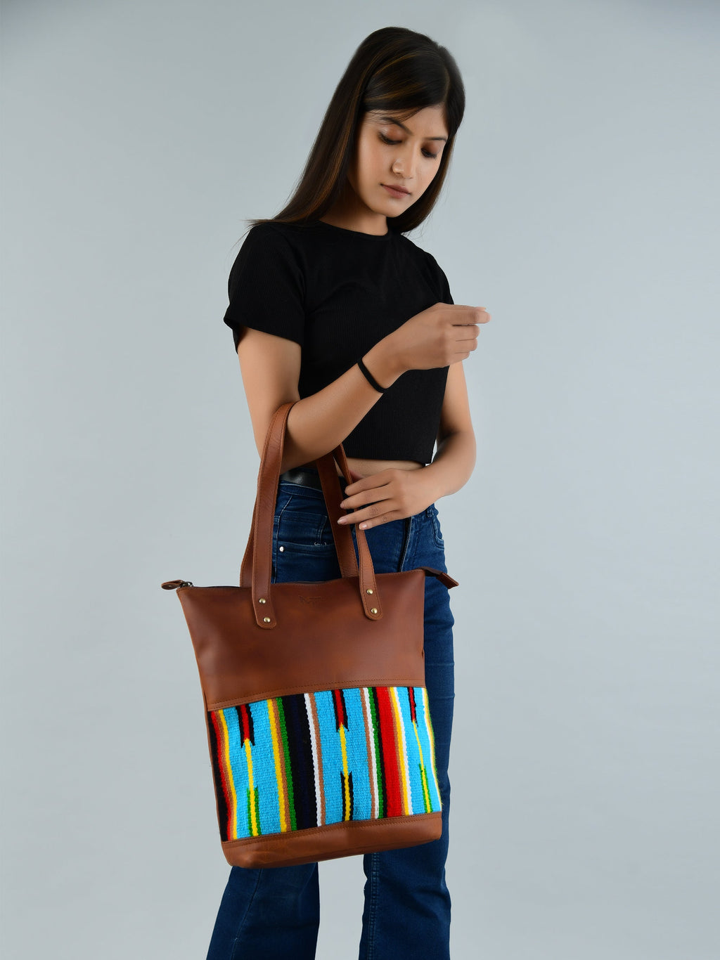 Classy Leather Bags Multicoloured Leather Tote Bag SpadezStore