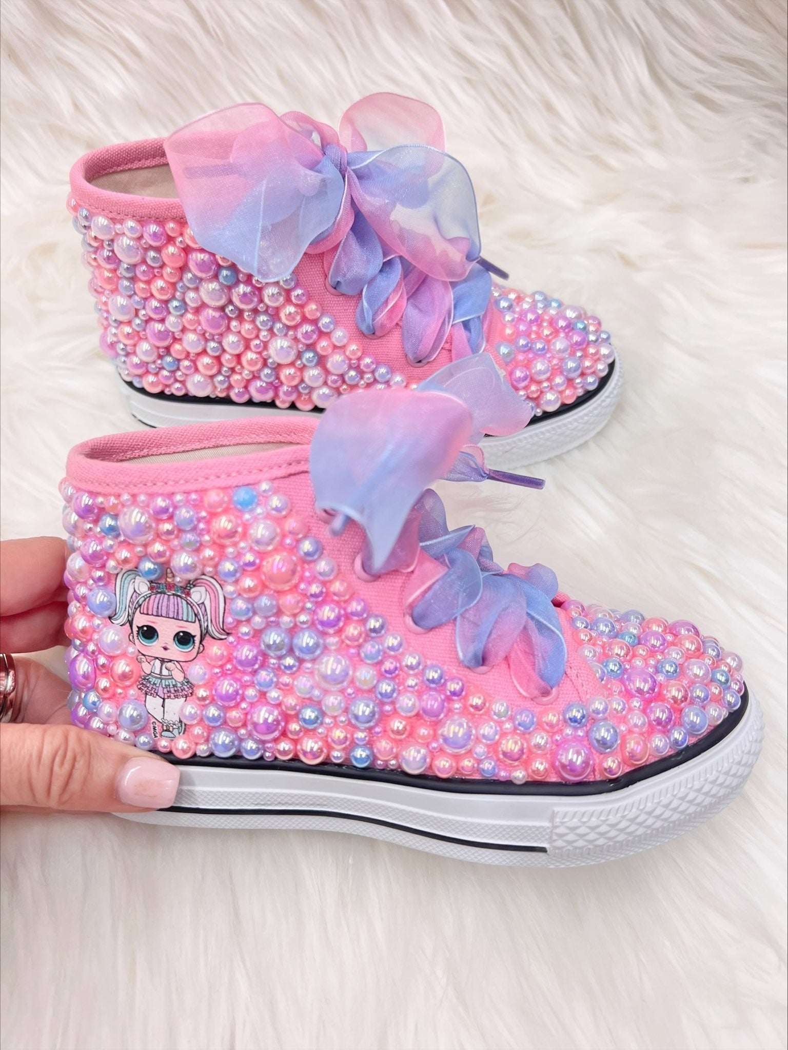 Mia Belle Girls L.O.L. SURPRISE! Unicorn Beaded Sneakers SpadezStore