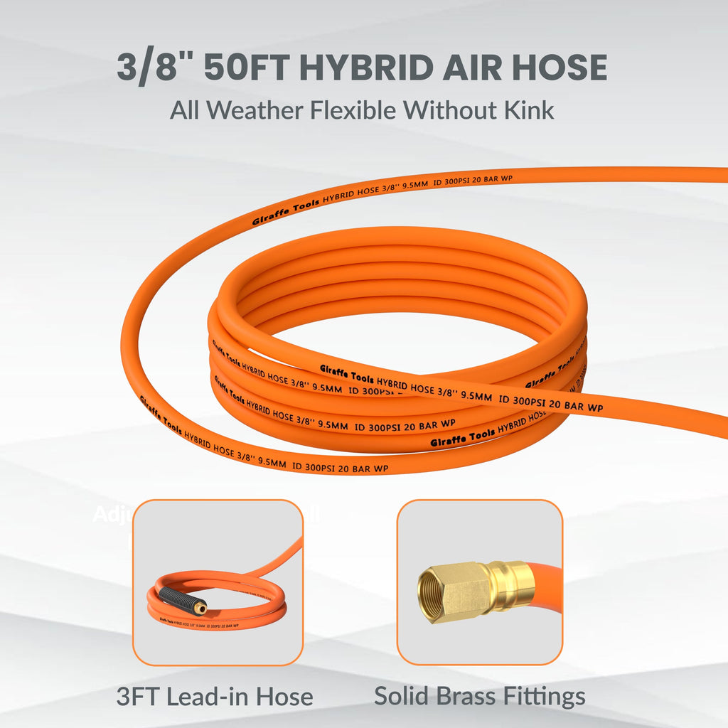 Giraffe Tools Retractable Air Hose Reel-PP Housing-3/8in-50ft SpadezStore