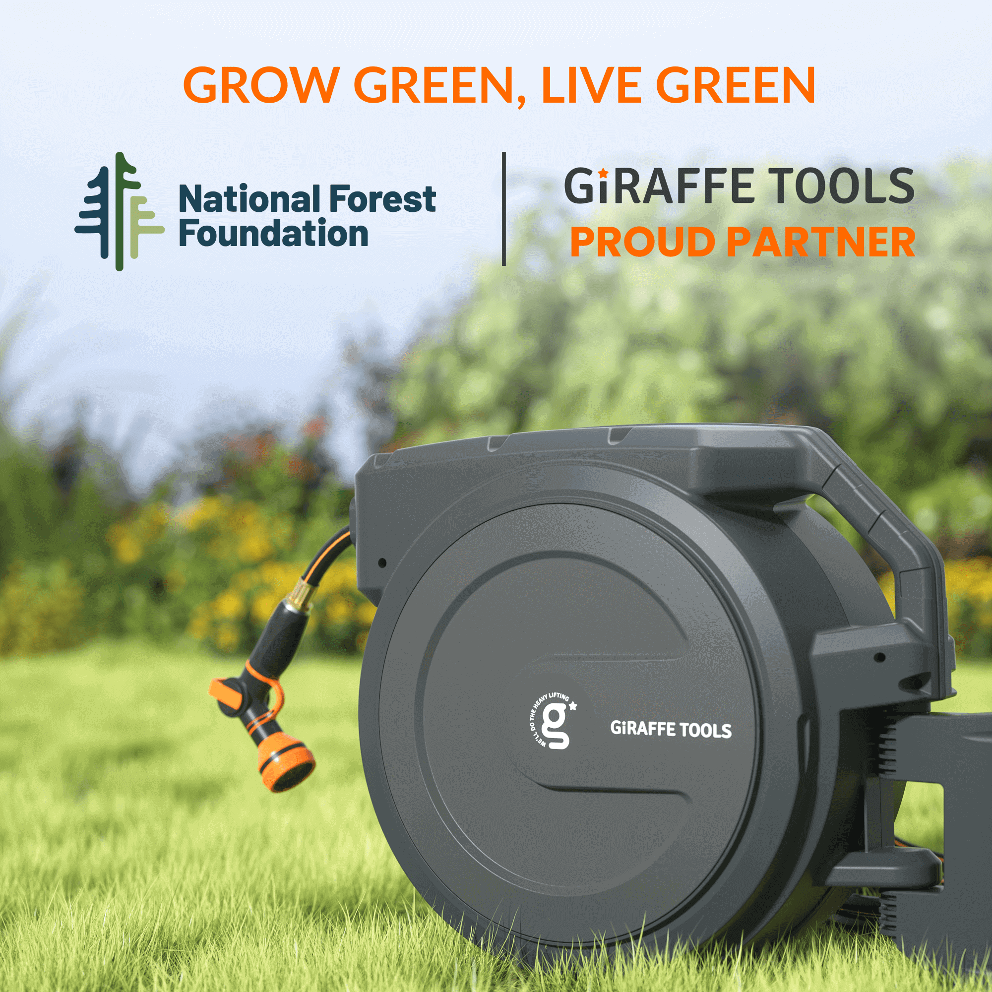 Giraffe Tools Retractable Garden Hose Reel-5/8in-90ft SpadezStore