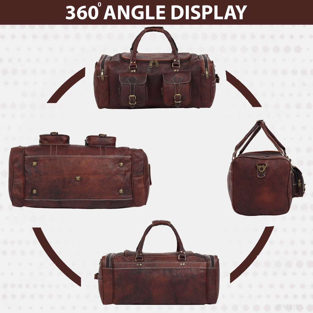 Classy Leather Bags Vintage Dark Brown Traveller Duffle Bag SpadezStore