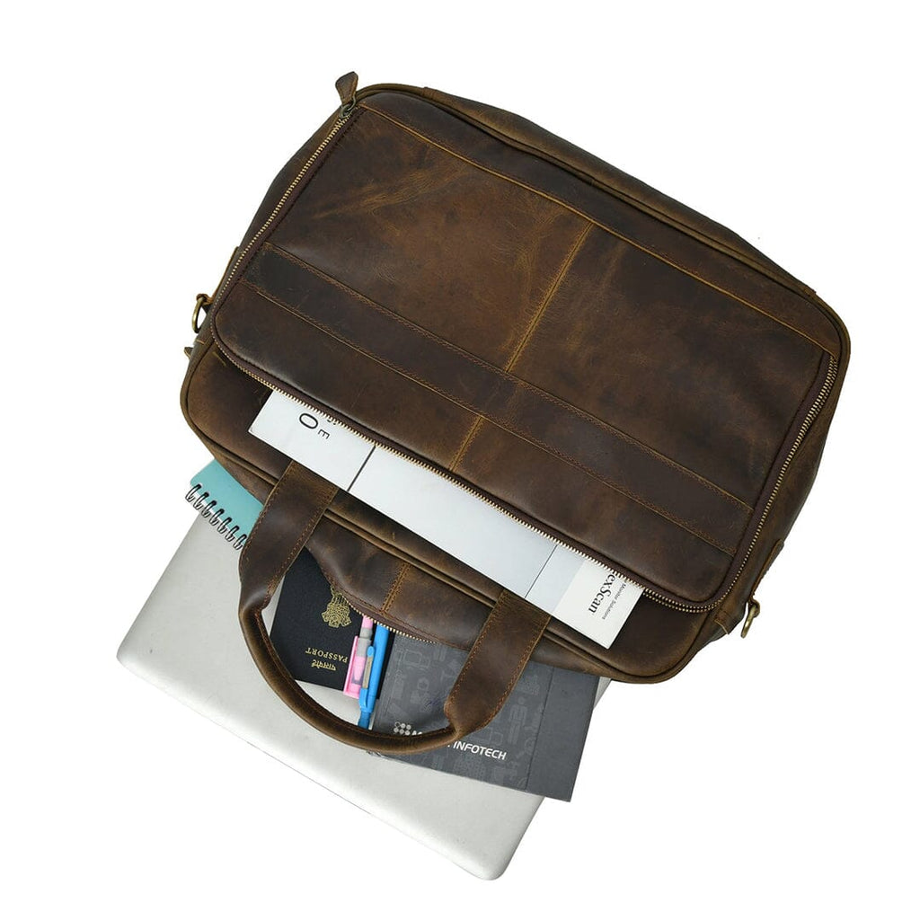 Classy Leather Bags Hudson Office Briefcase SpadezStore