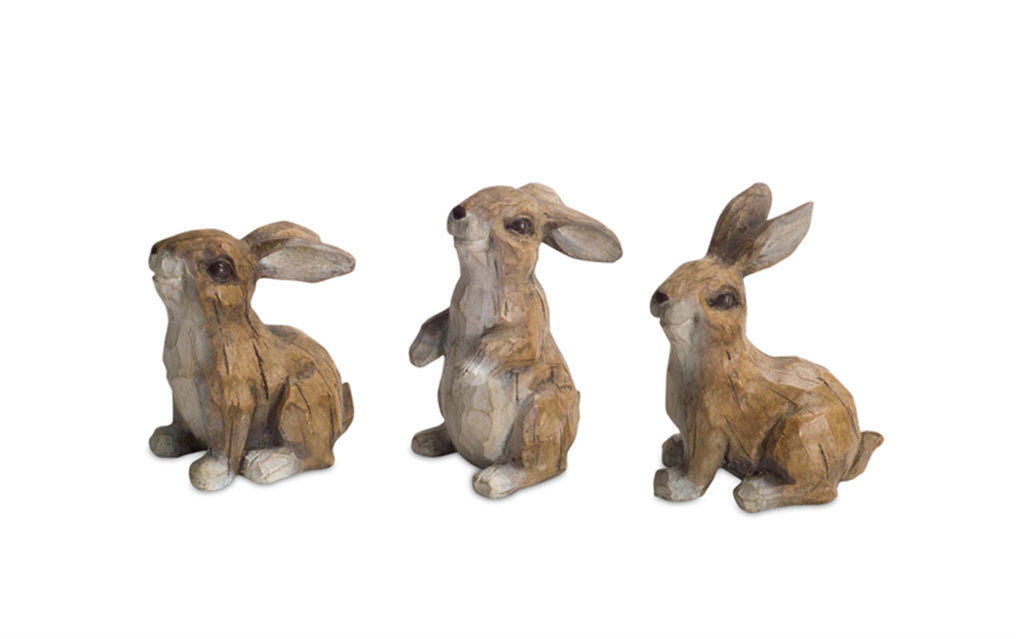 Carved Stone Garden Rabbit Figurine Set of 6 SpadezStore