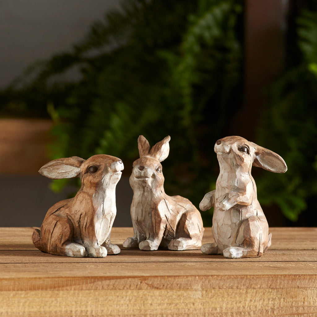 Carved Stone Garden Rabbit Figurine Set of 6 SpadezStore