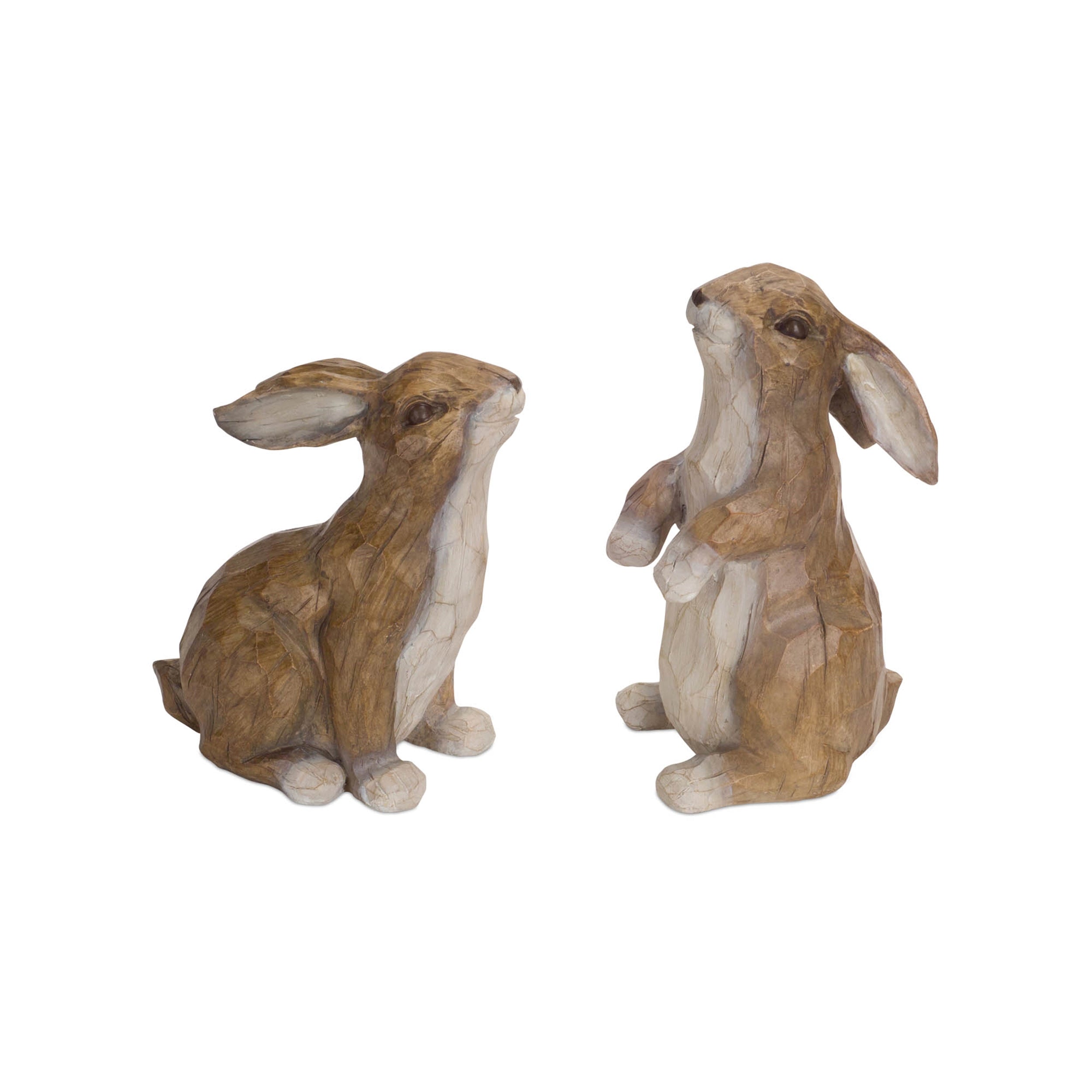 Carved Stone Garden Rabbit Figurine Set of 2 SpadezStore